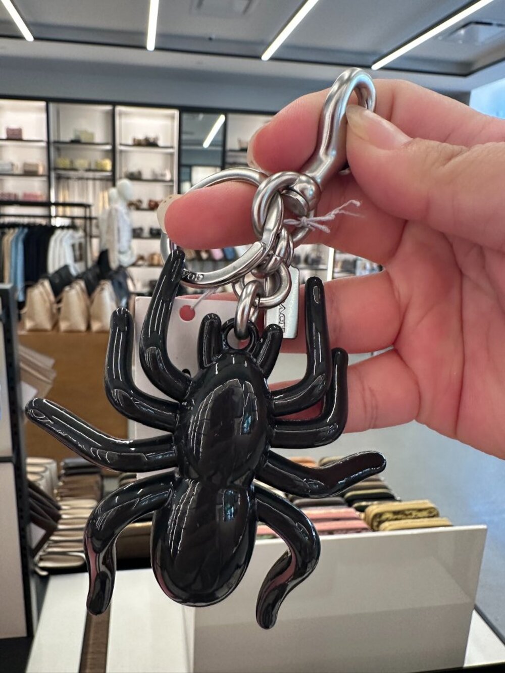 NWT! Coach CAX79 Black/Silver Enamel Spider Bag Charm With Dust Bag Holiday Gift